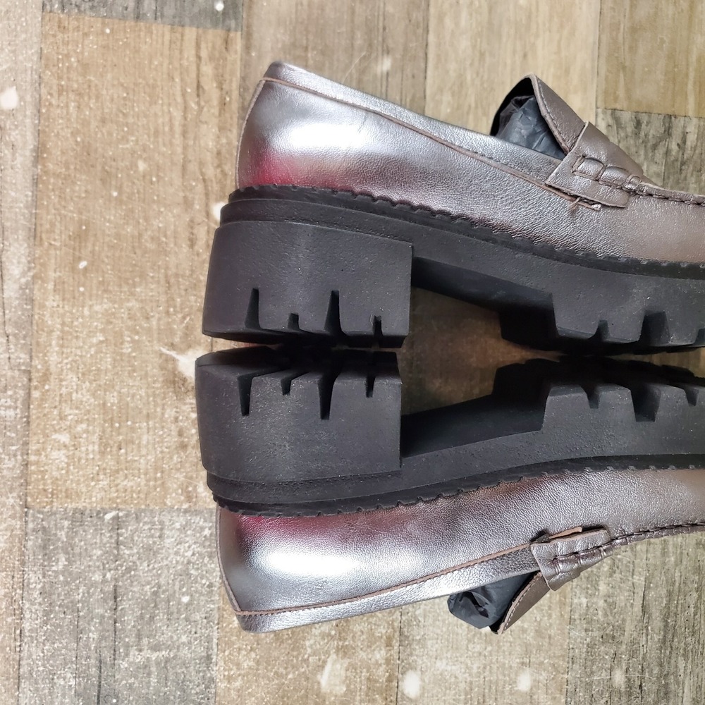 Free People Lyra Womens Loafer Shoes Sz 7 Pewter Lug Sole Slip On Loafers - Picture 8 of 12